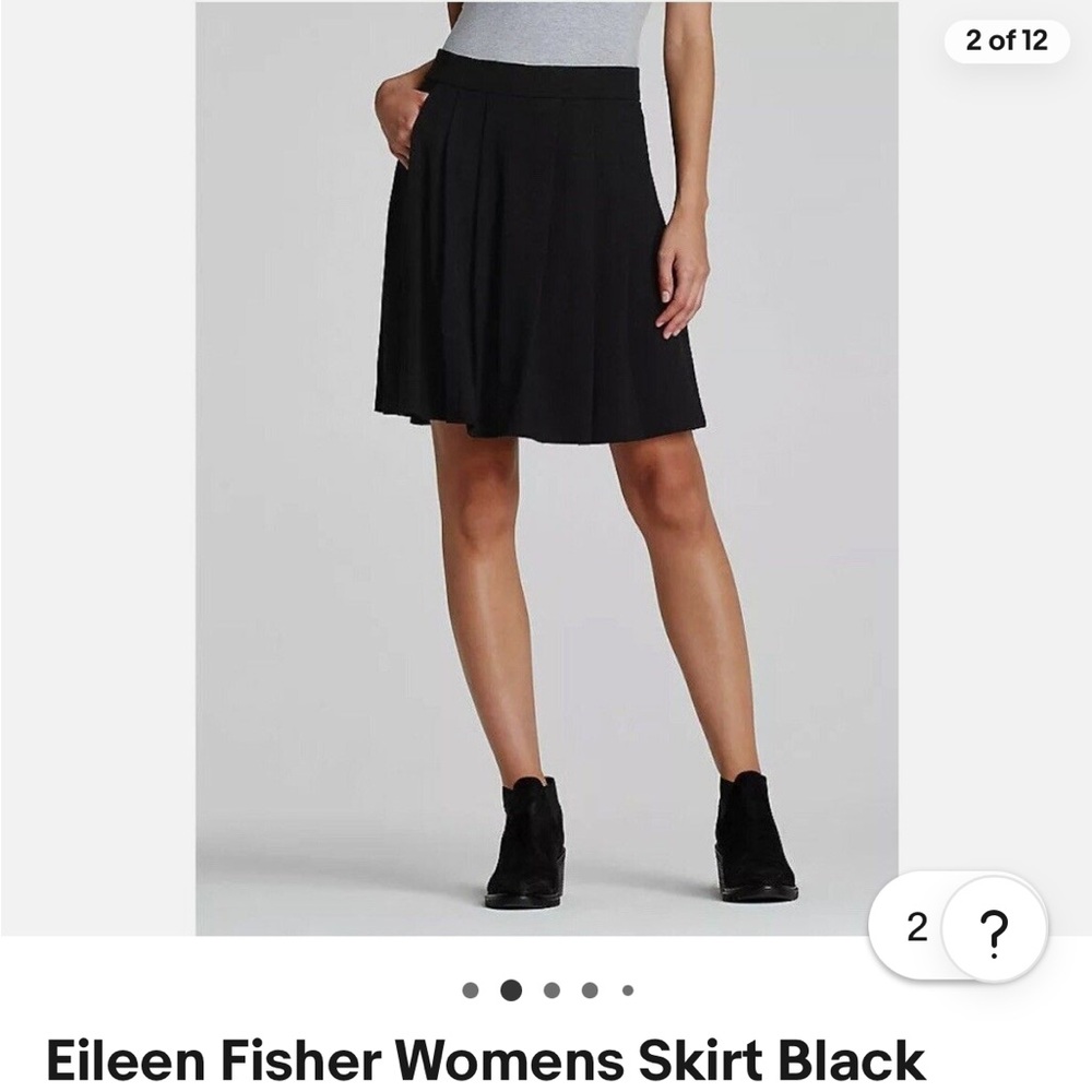 Eileen Fisher Black Pull on Midi Skirt with Pockets
